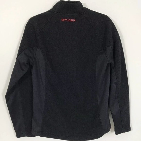 SPYDER Outbound Black & Red Pullover 1/4 Zip Sweater Spider Logo Mens SMALL EUC - Picture 2 of 4